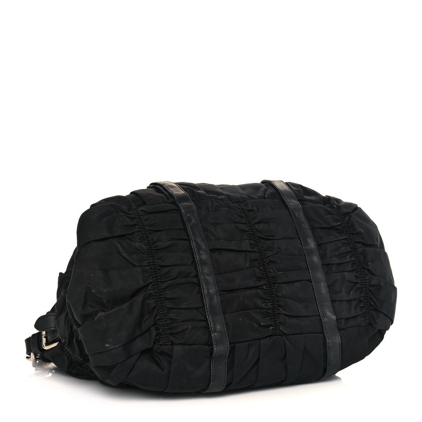 Tessuto Nylon Nappa Braided Gaufre Shopping Satchel Black