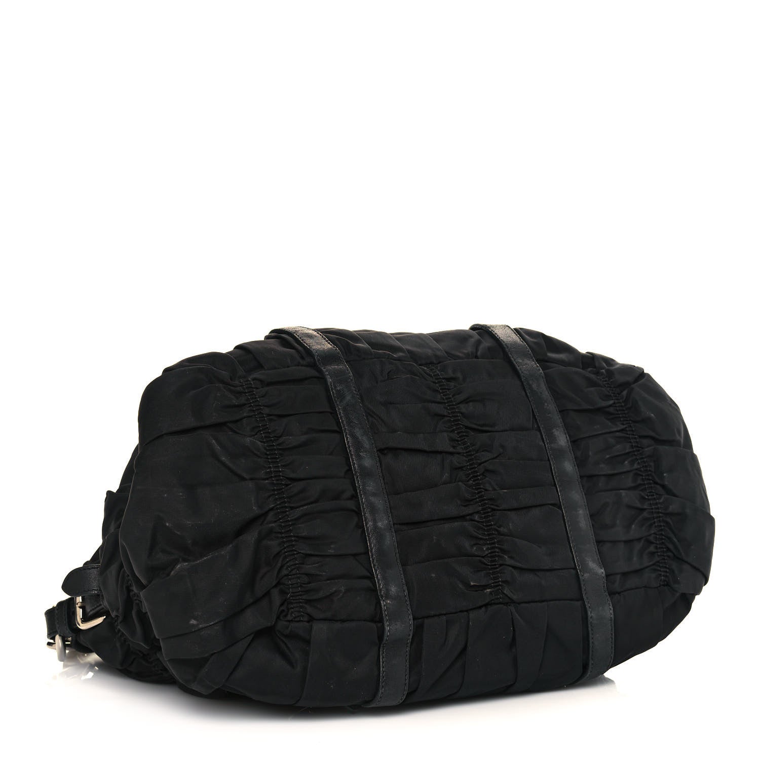Prada Tessuto Nylon Nappa Braided Gaufre Shopping Satchel Black 4 of 20