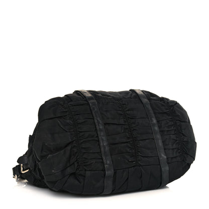 Prada Tessuto Nylon Nappa Braided Gaufre Shopping Satchel Black 4 of 20