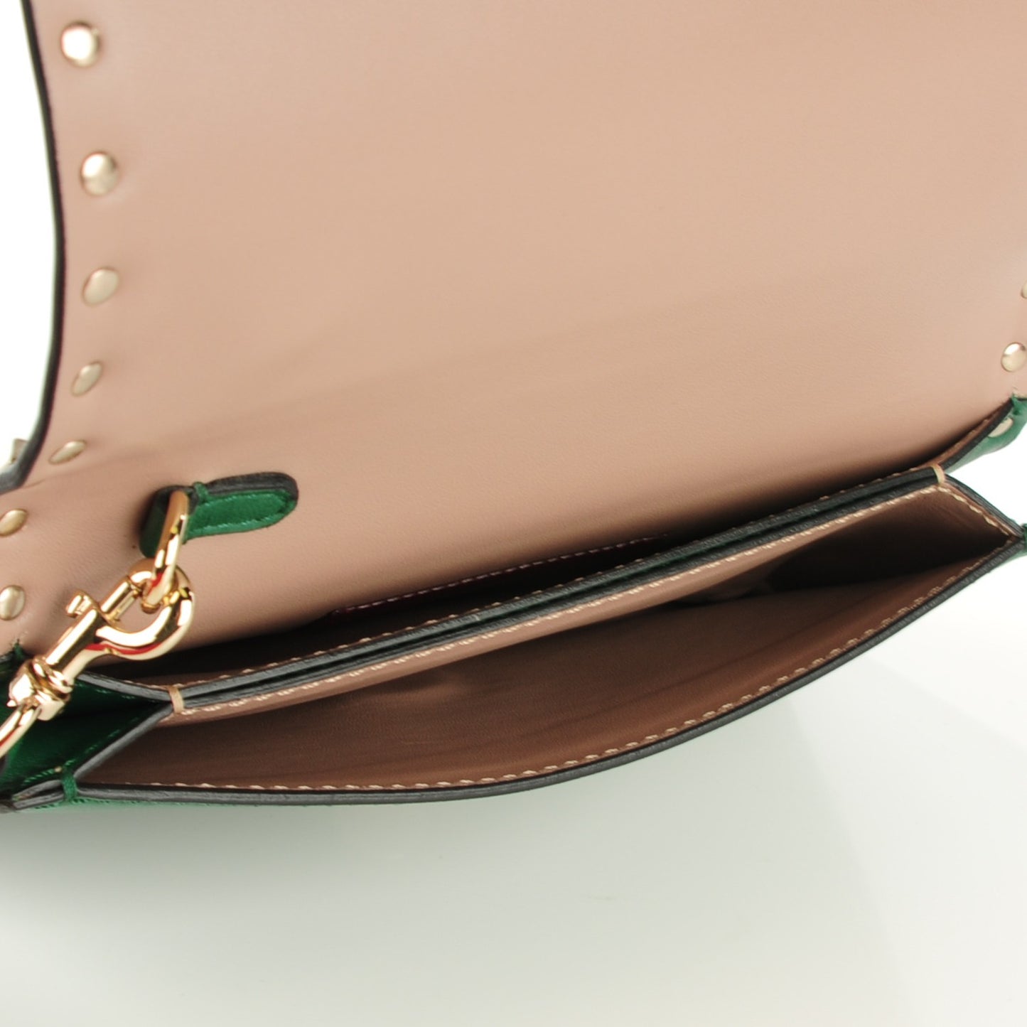 Nappa Rockstud Wristlet Clutch Emerald
