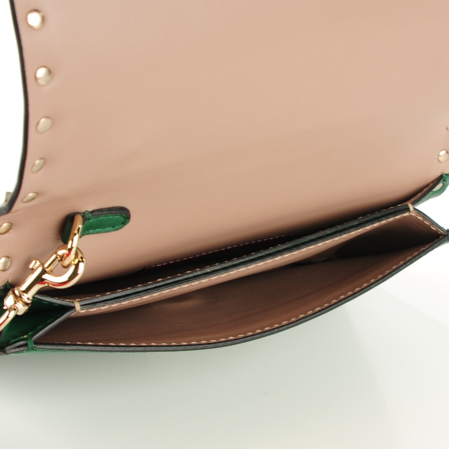 Valentino Garavani Nappa Rockstud Wristlet Clutch Emerald 5 of 6