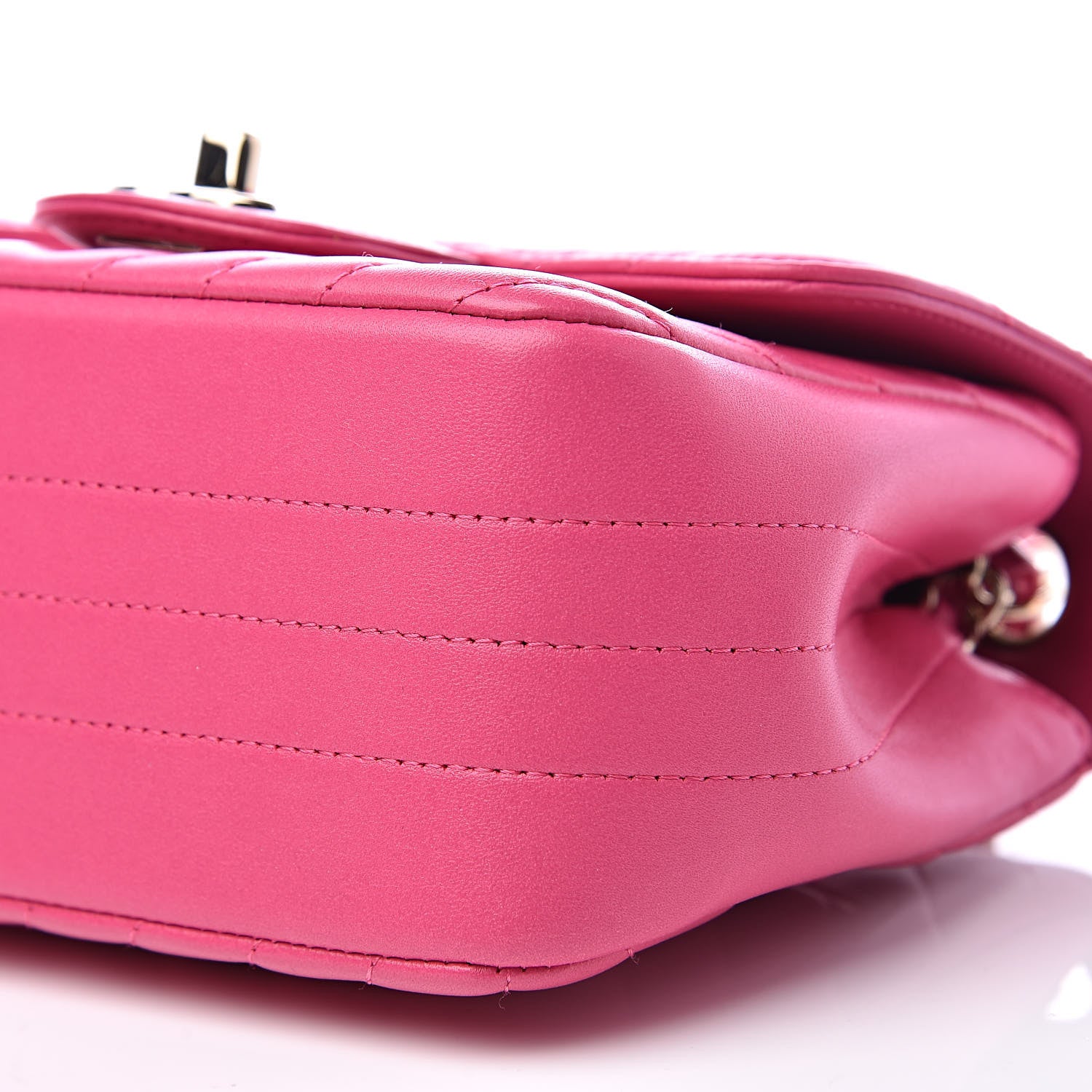 Chanel Lambskin Chevron Quilted Mini Square Flap Fuchsia 9 of 11