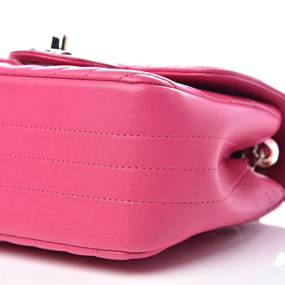 Chanel Lambskin Chevron Quilted Mini Square Flap Fuchsia 9 of 11