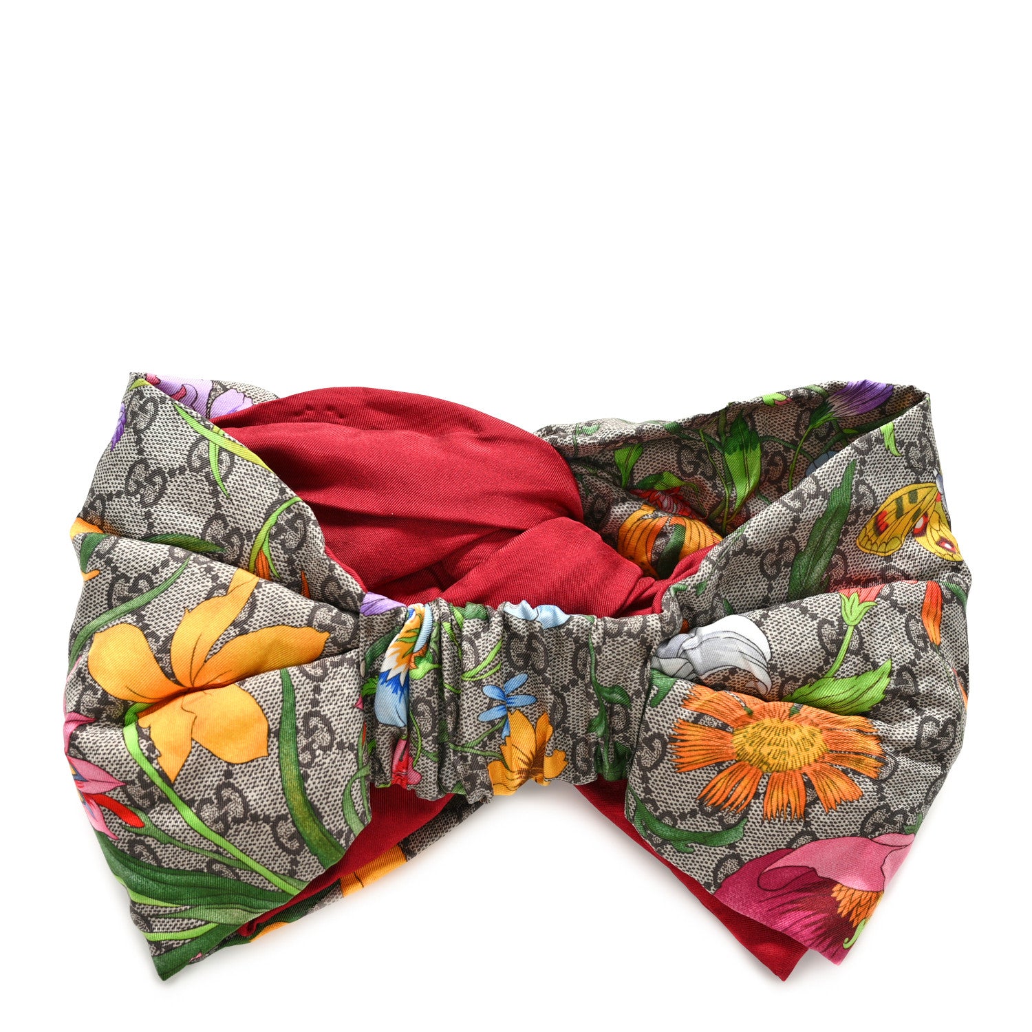 Gucci Silk Monogram Flora Print Headband M Red 3 of 6