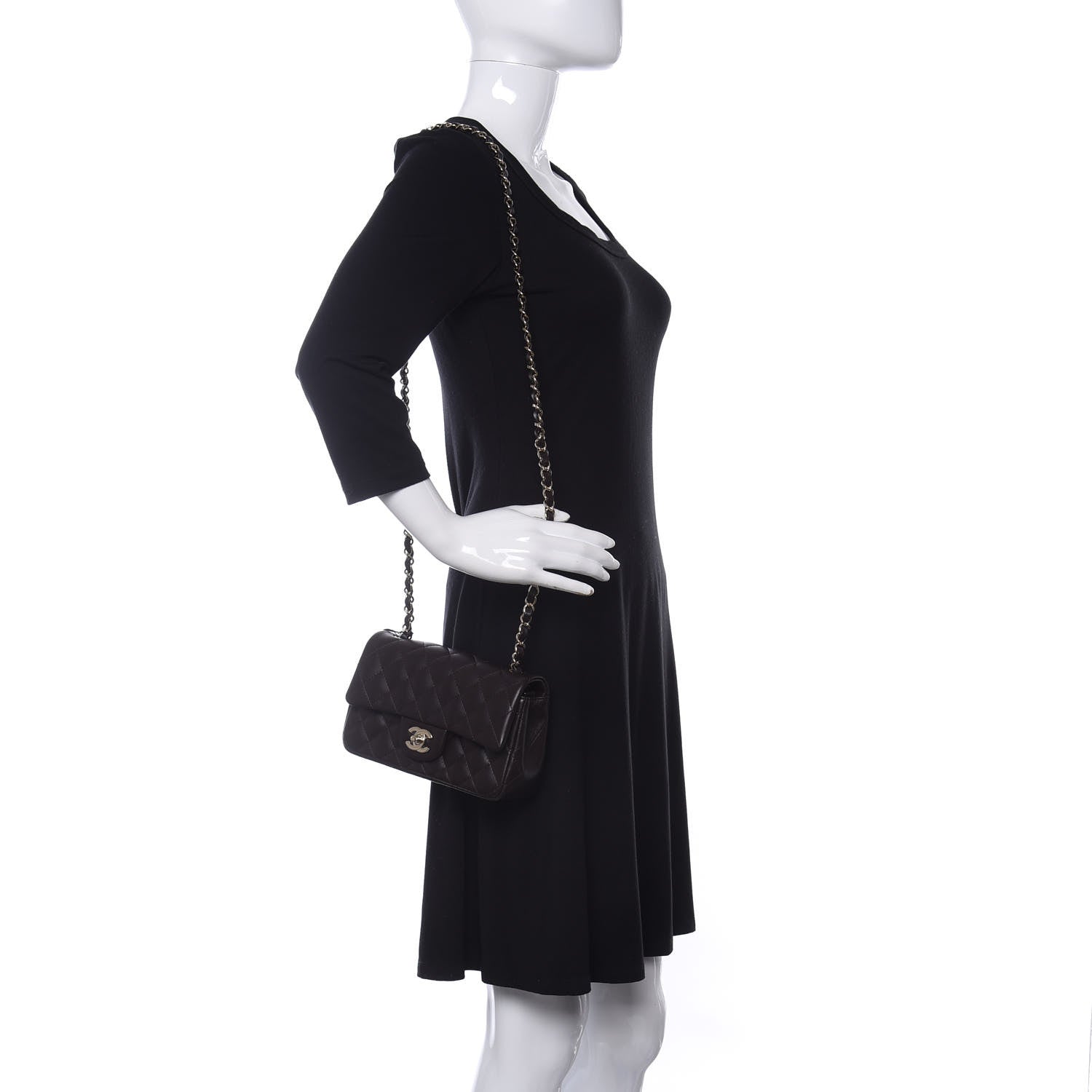 Chanel Lambskin Quilted Mini Rectangular Flap Dark Brown 2 of 12