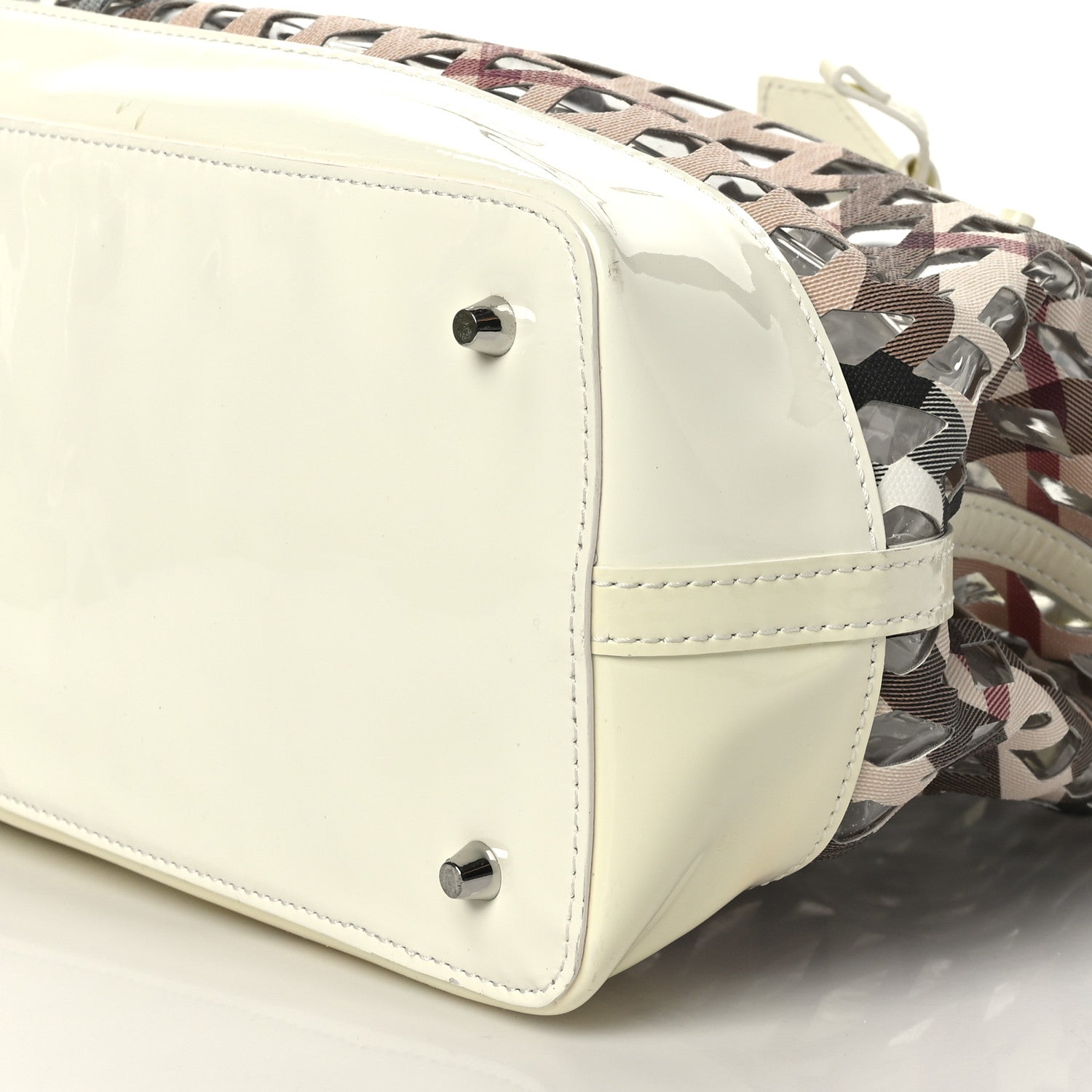 Burberry Supernova Check Net Drawstring Bag White 1227344