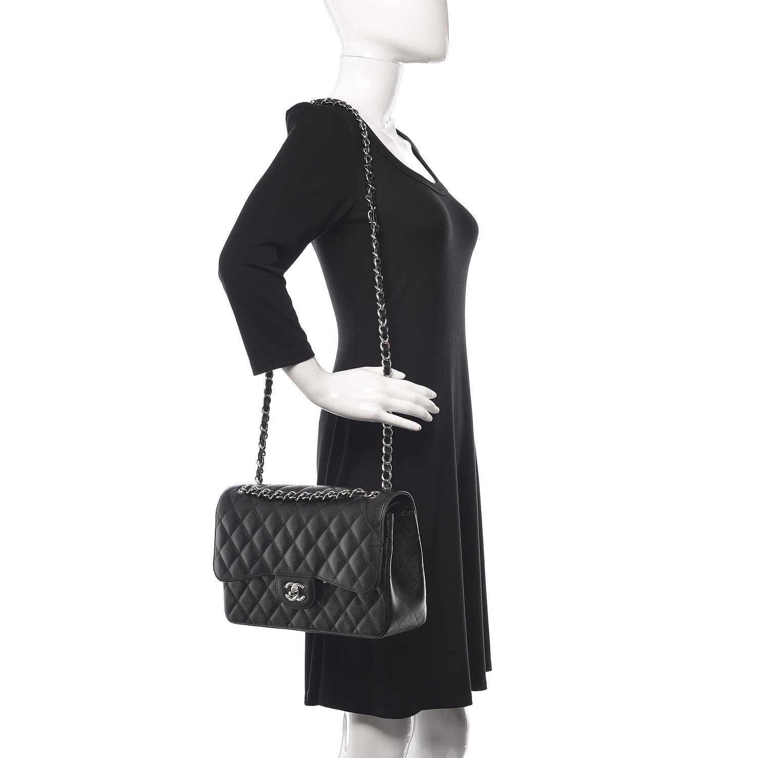 Chanel Caviar Quilted Jumbo Double Flap Black 2 of 10