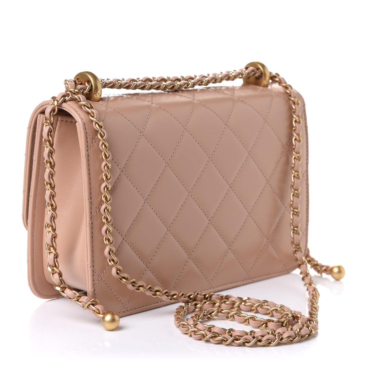 Calfskin Quilted Perfect Fit Flap Beige