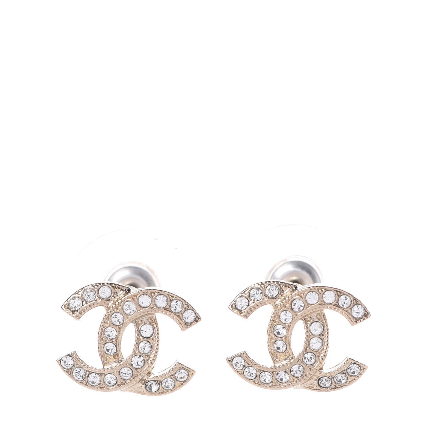 Crystal Mini CC Earrings Light Gold