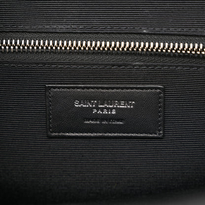 Saint Laurent Calfskin Crocodile Embossed Large Monogram Envelope Chain Shoulder Bag Black 6 of 10
