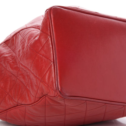 Chanel Lambskin Quilted Drawstring Bucket Bag Red 12 of 13