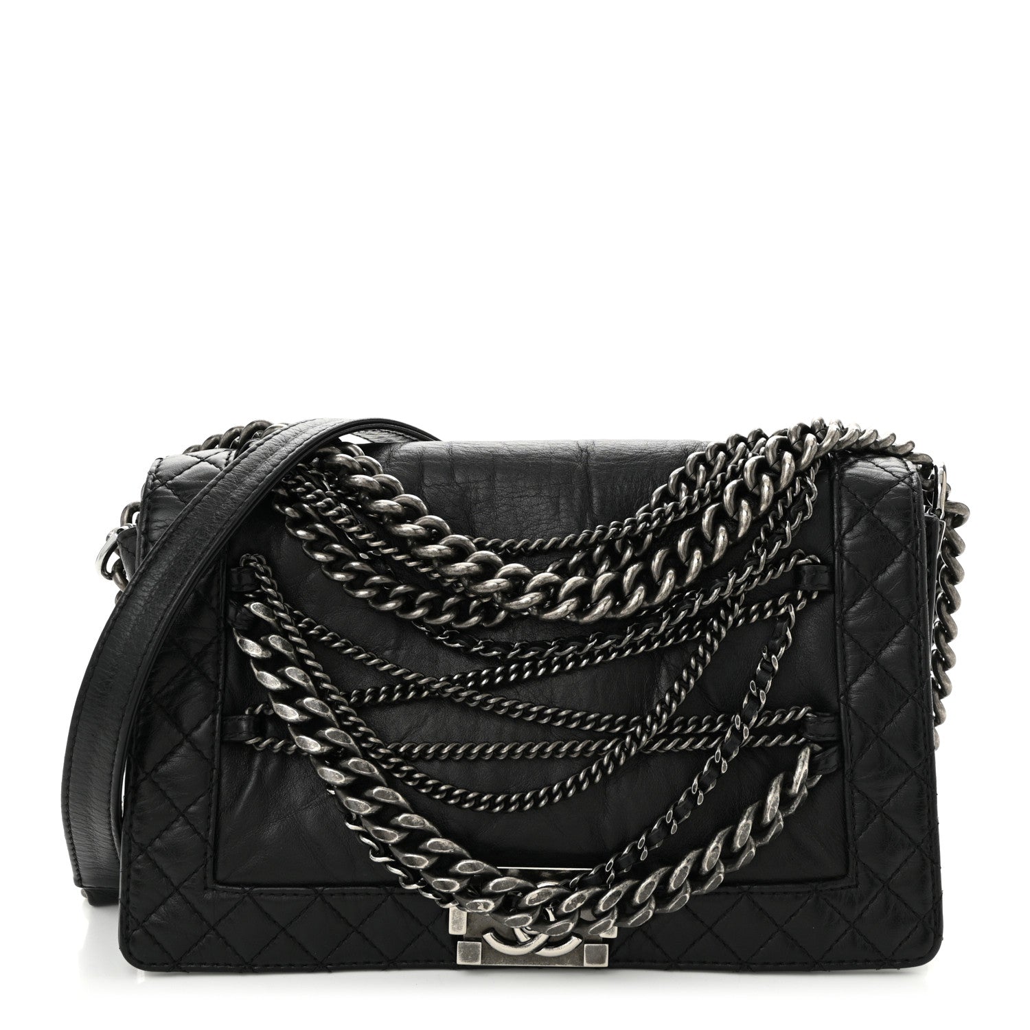 Chanel Calfskin Enchained New Medium Boy Flap Black 1 of 11