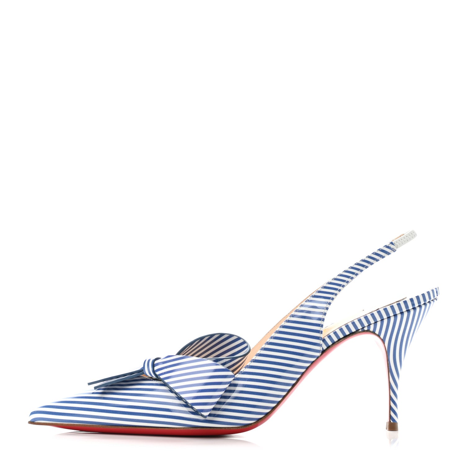 Christian Louboutin Patent Stripes Clare Nodo 80 Pumps 39.5 Jeans White 1 of 4