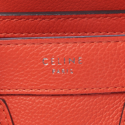 Celine Drummed Calfskin Nano Luggage Vermillion 7 of 9