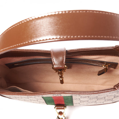 Gucci GG Supreme Monogram Azalea Calfskin Web Small Jackie 1961 Hobo Beige Ebony Brown Sugar 4 of 10