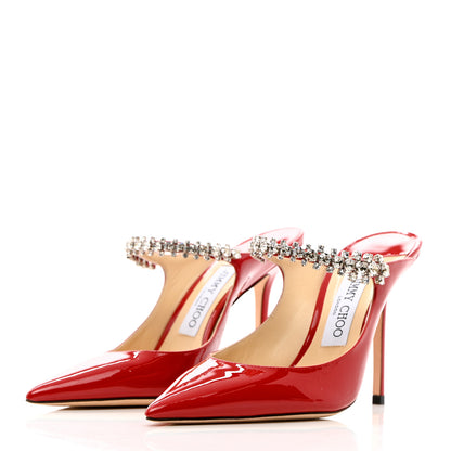 Jimmy Choo Patent Crystal Bing 100 Pumps 38 Red 3 of 12