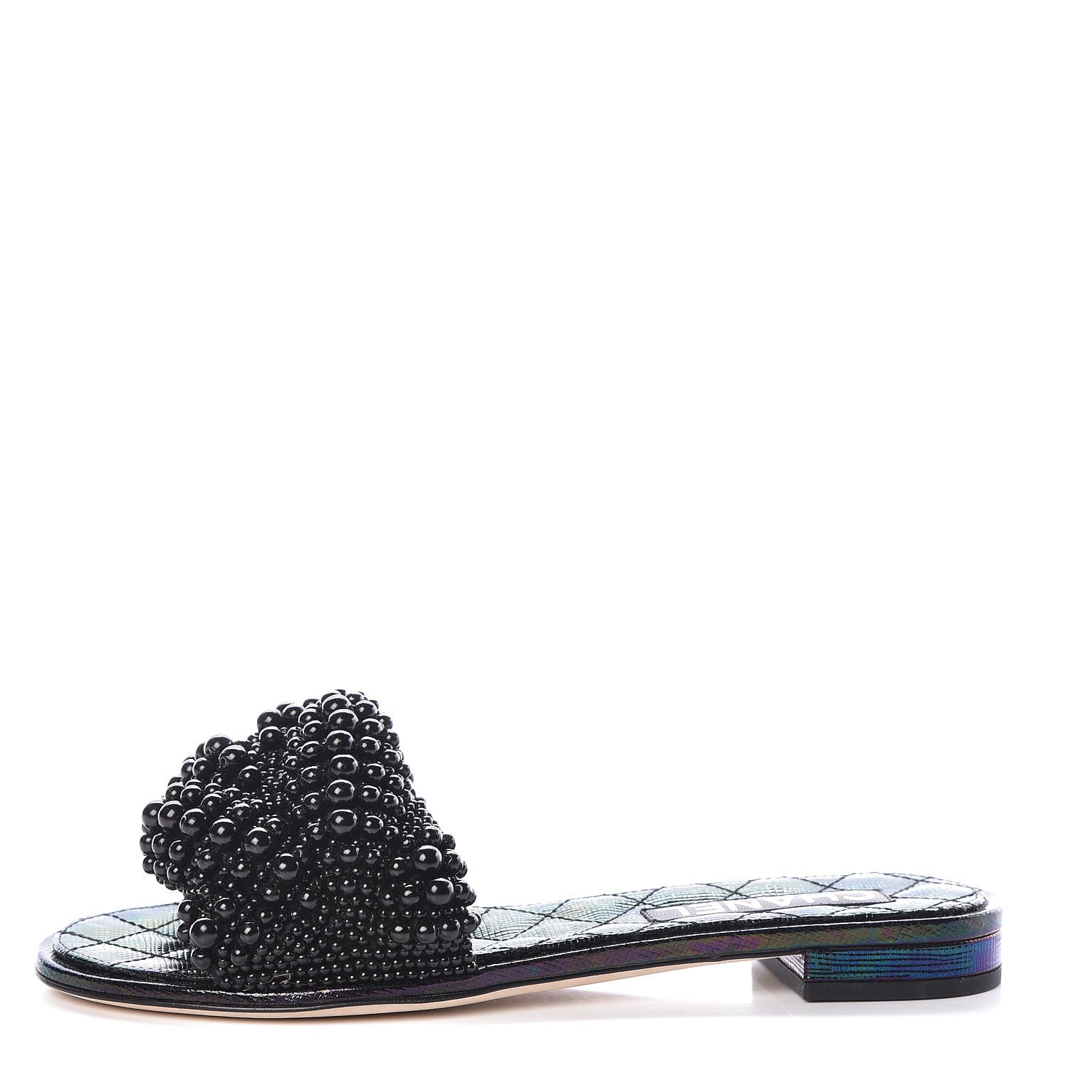 Chanel Fantasy Calfskin Pearl Cord CC Mules 38 Black 1 of 8