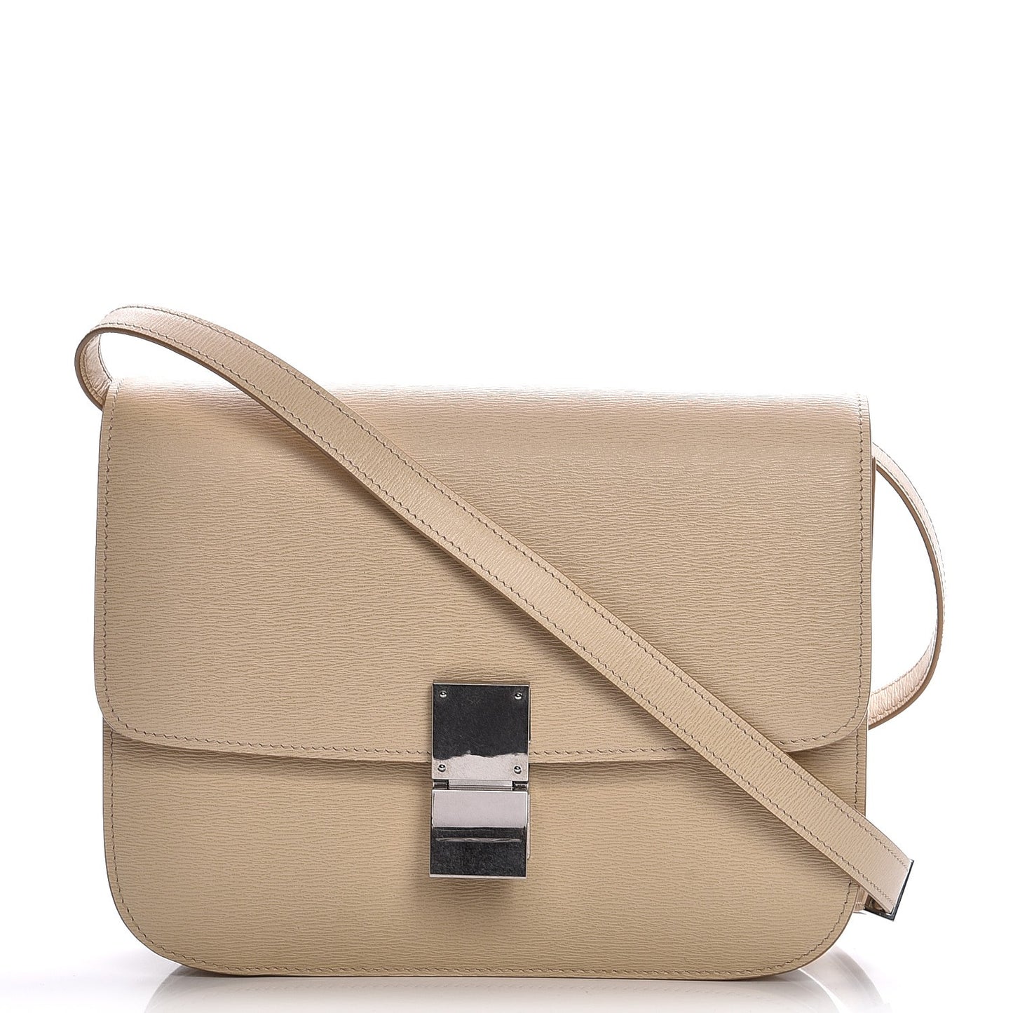 Liege Calfskin Medium Classic Box Flap Bag Cream