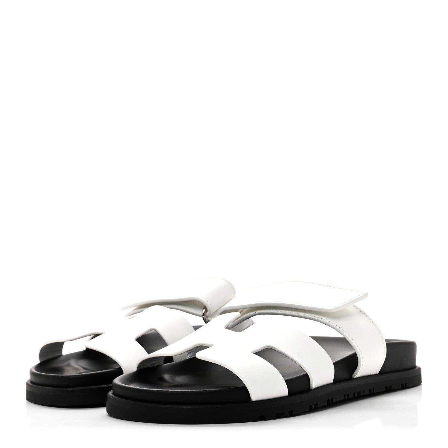 Hermes Calfskin Womens Chypre Sandals 37 White 4 of 9