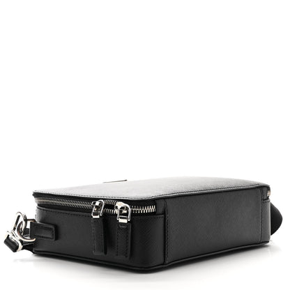 Prada Saffiano Travel Medium Brique Crossbody Bag Black 4 of 11