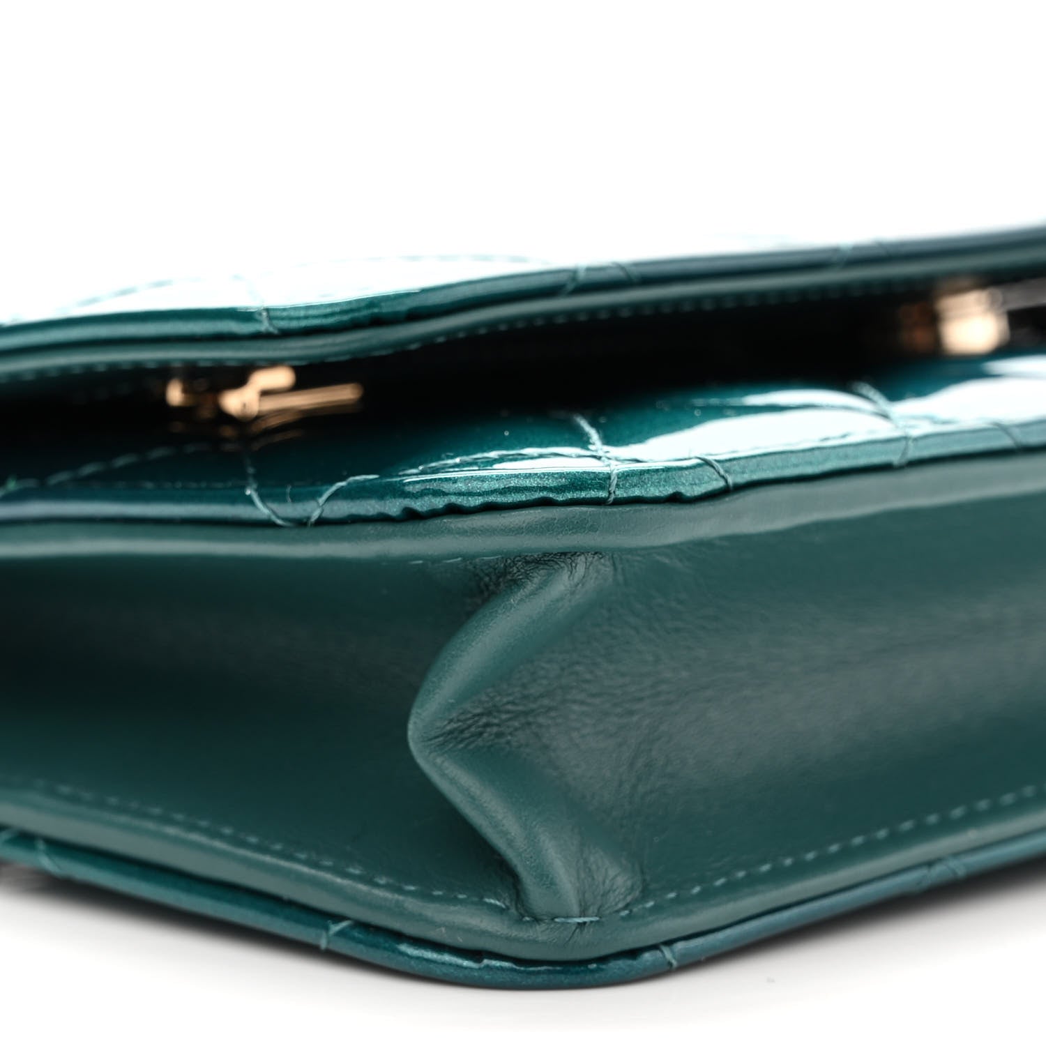 Chanel Shaded Patent Calfskin Quilted Wallet On Chain WOC Green Blue 10 of 12