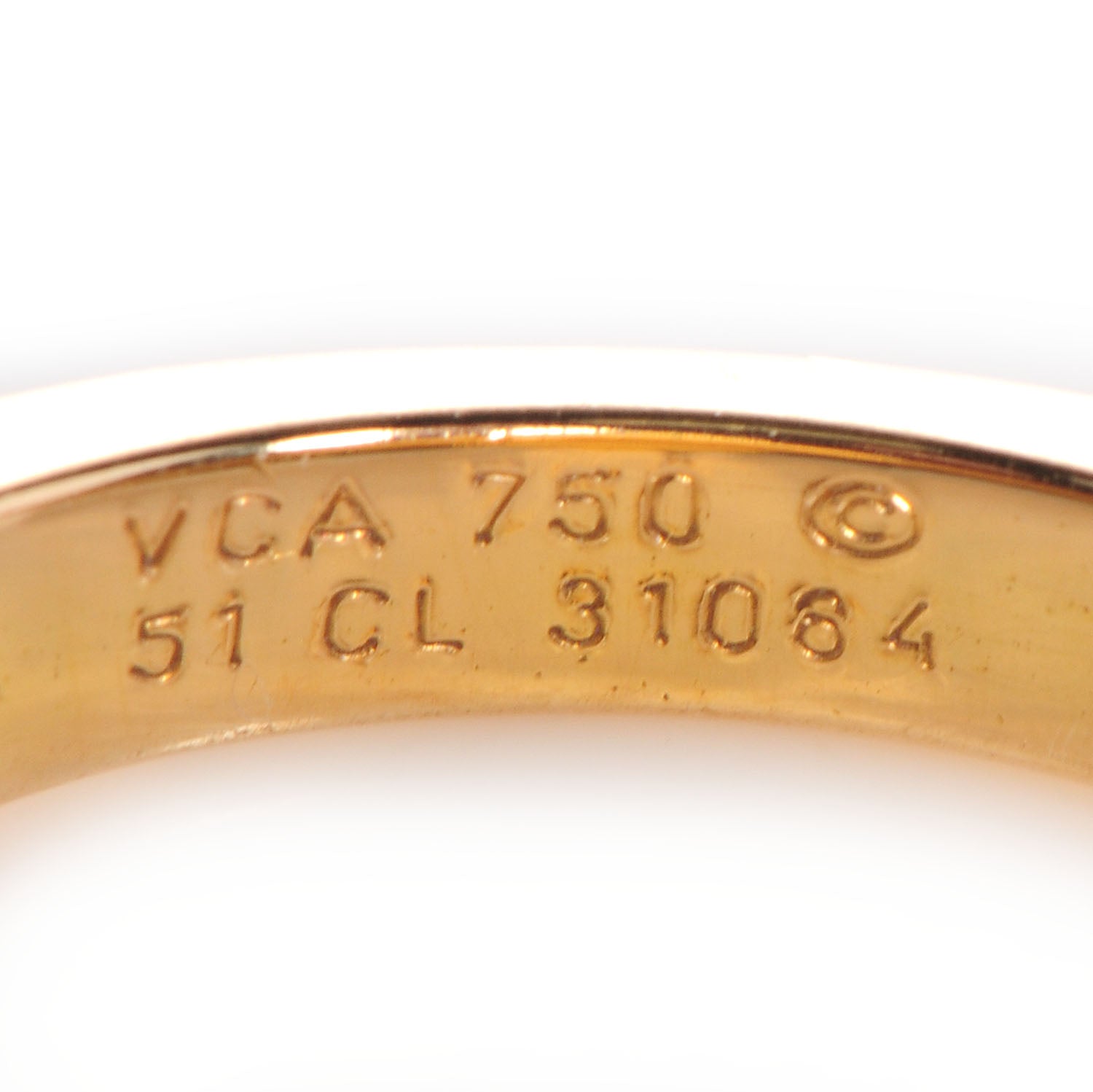 Van Cleef & Arpels 18k Yellow Gold Mother of Pearl Vintage Alhambra Ring 51 US 5.5 3 of 4