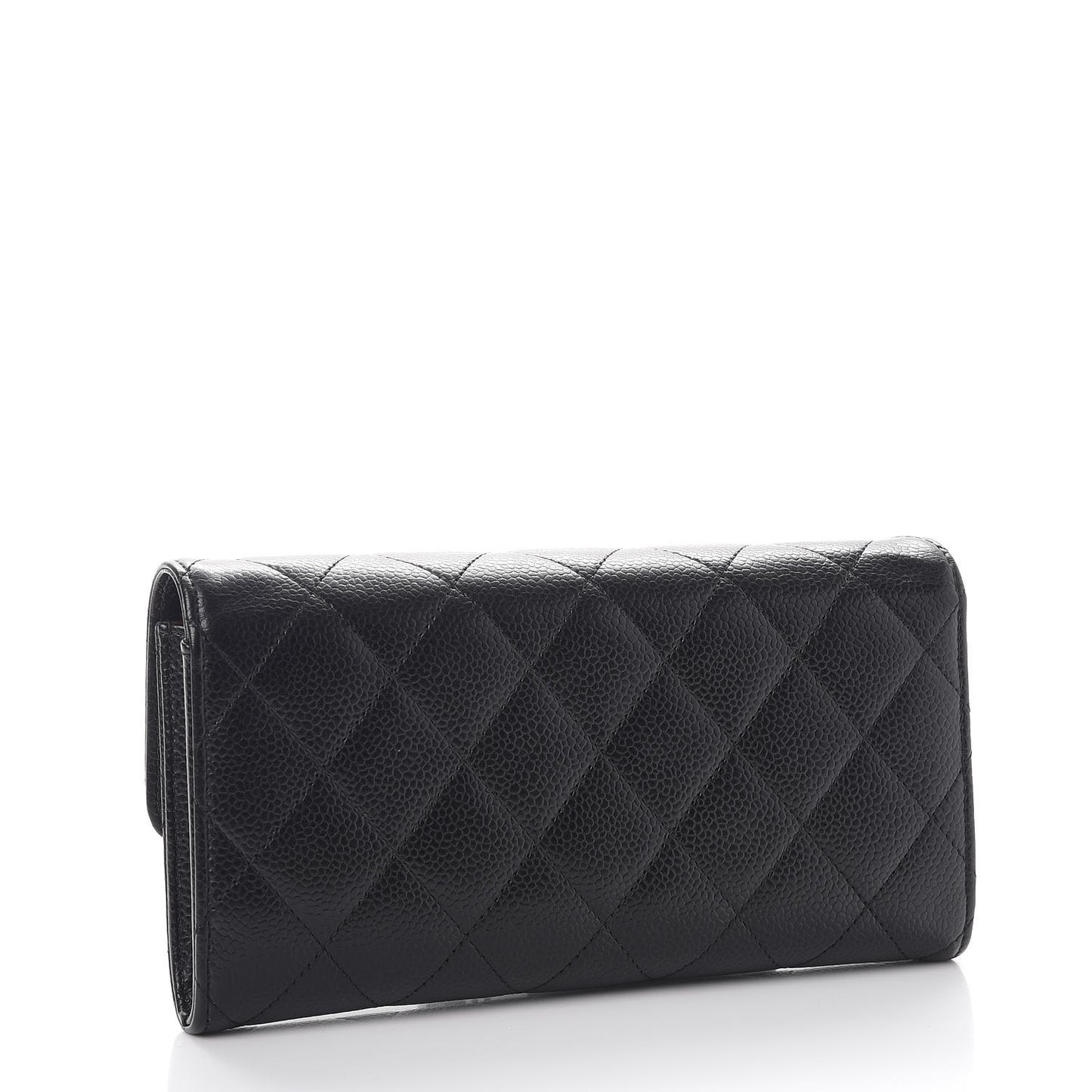 Caviar Quilted Large Flap Wallet Black