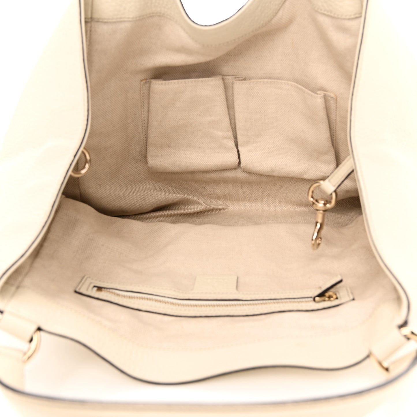 Pebbled Calfskin Medium Soho Shoulder Bag Off White