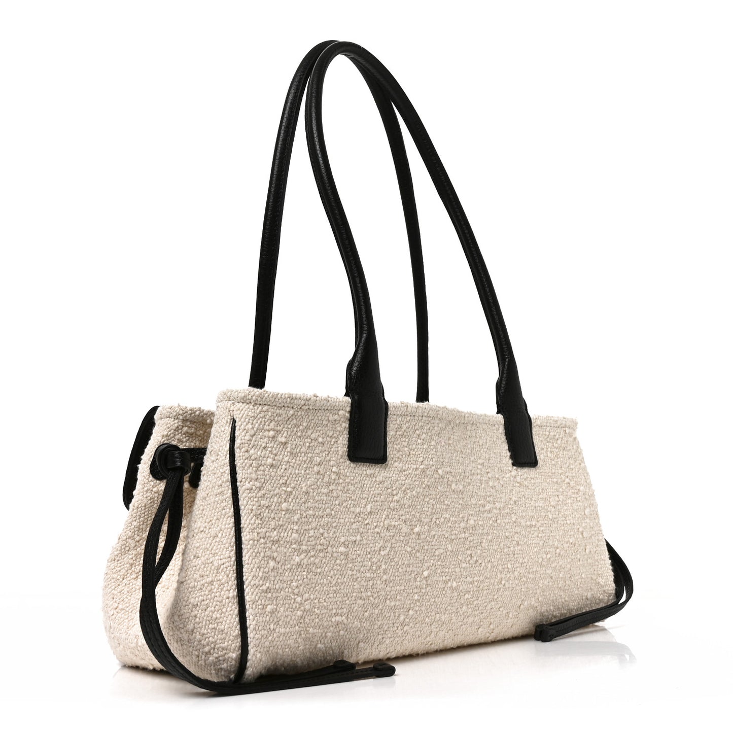 Grained Calfskin Boucle Urban Essentials Small Shopping Bag Ecru Black