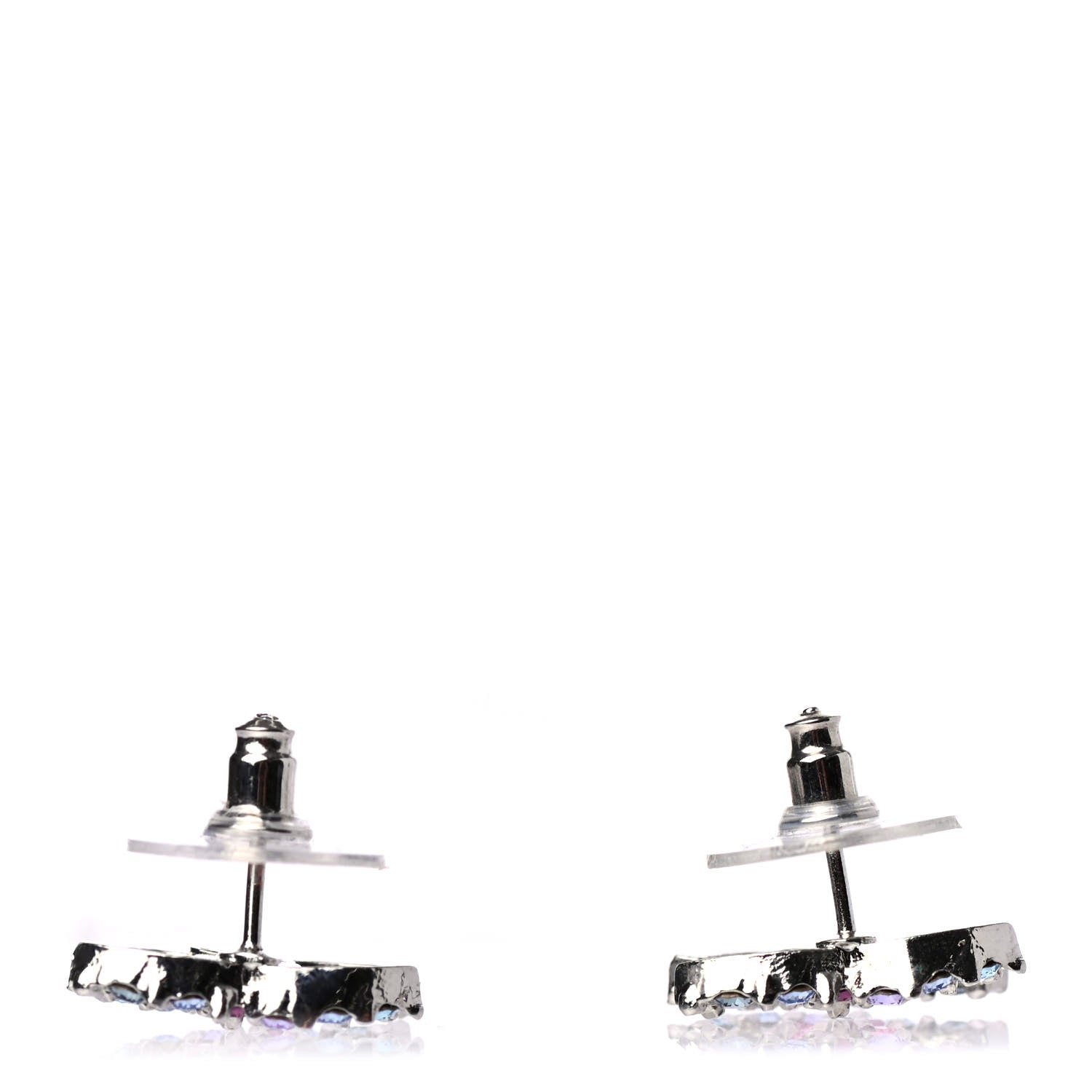 Chanel Crystal CC Earrings Silver Multicolor 3 of 4