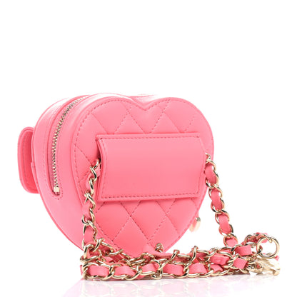 Chanel Lambskin Quilted CC In Love Heart Waist Belt Bag With Chain Pink 4 of 12