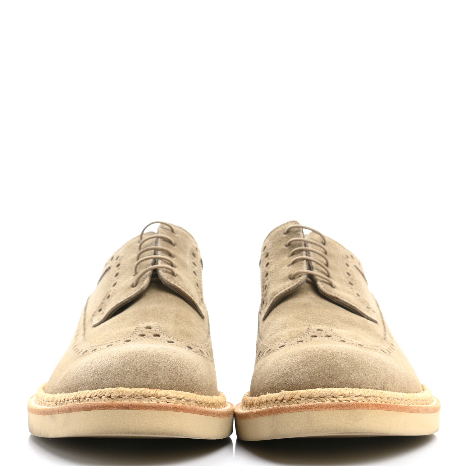 Louis Vuitton Suede Palm Beach Wing Tip Mens Derby Shoes 8 Beige 2 of 11