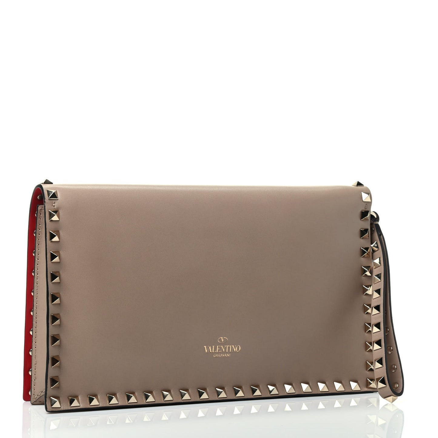 Nappa Rockstud Wristlet Clutch Poudre