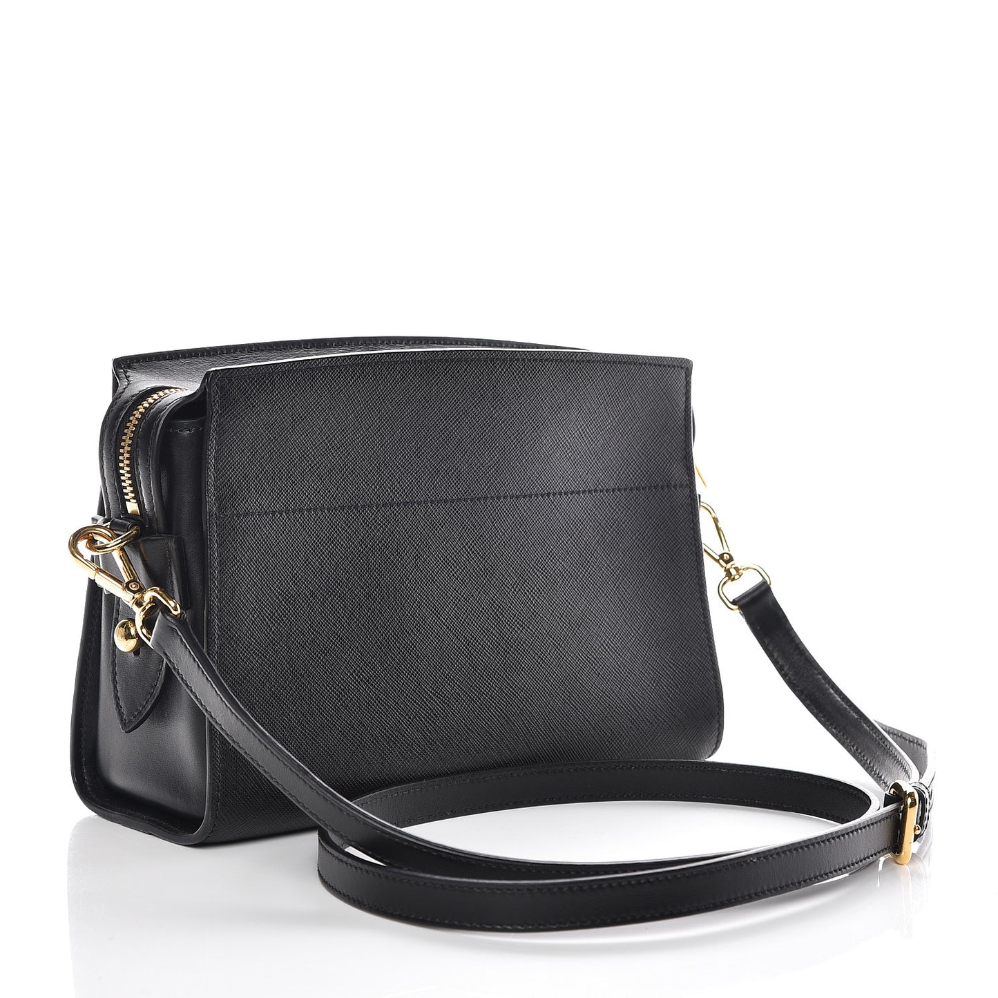 Saffiano City Calfskin Esplanade Crossbody Bag Black