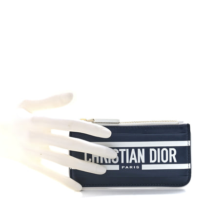 Christian Dior Calfskin Vibe Zip Key Wallet Blue White 2 of 10