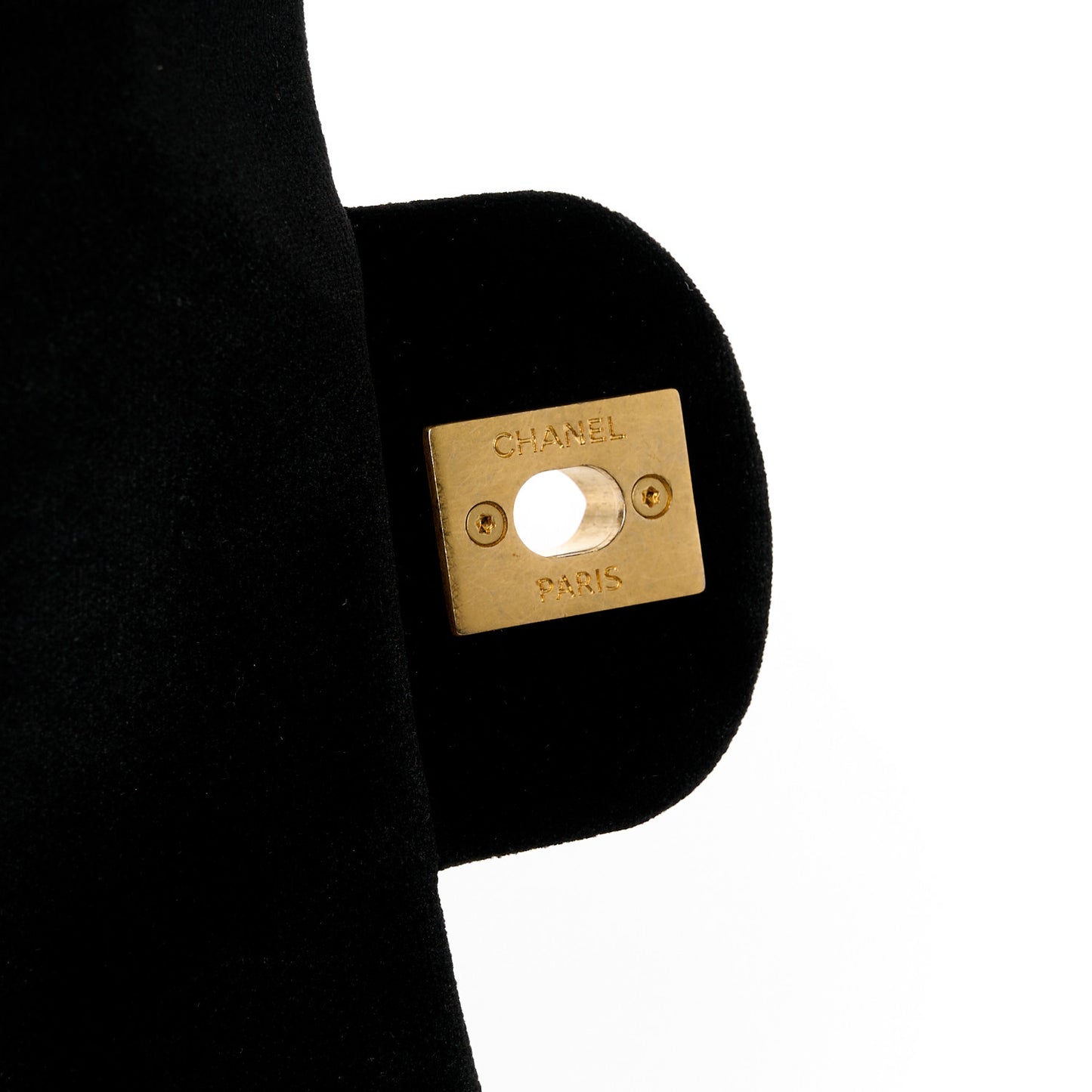 Velvet Quilted Double Frame Flap Black