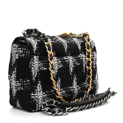 Chanel Tweed Quilted Medium Chanel 19 Flap Black White 2 of 8