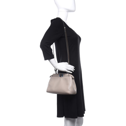 Fendi Nappa Colorblock Mini Peekaboo Iconic Satchel Grigio Polvere Carbone Bloody Mary 3 of 19