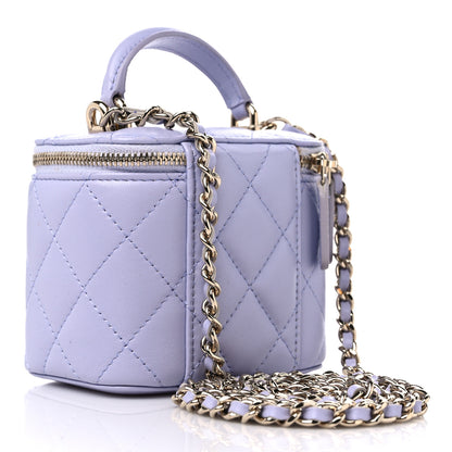 Chanel Lambskin Quilted Top Handle Mini Vanity Case With Chain Light Purple 3 of 9