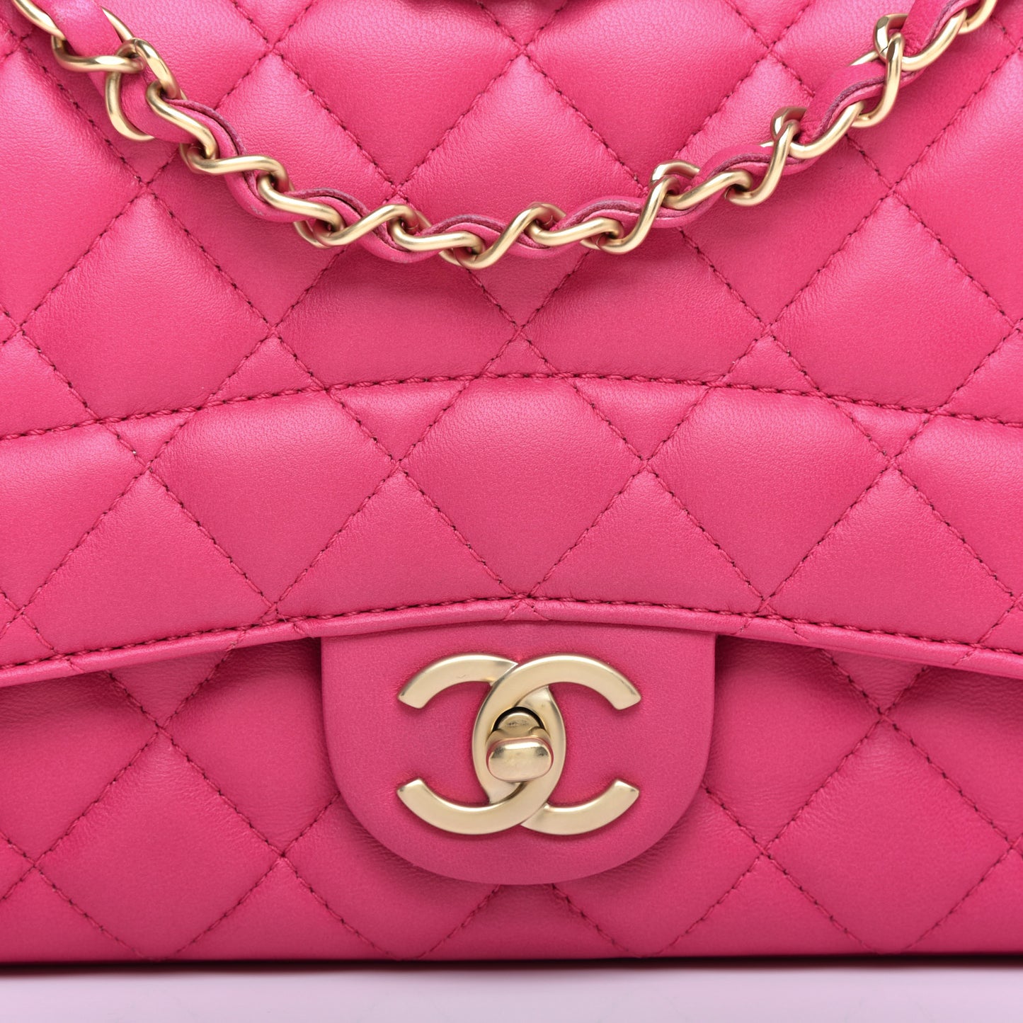 Lambskin Quilted Medium Mademoiselle Chic Flap Pink