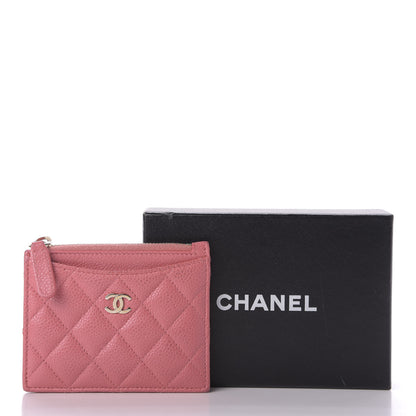 Chanel Caviar Quilted CC Zip Card Holder Pink 8 of 8