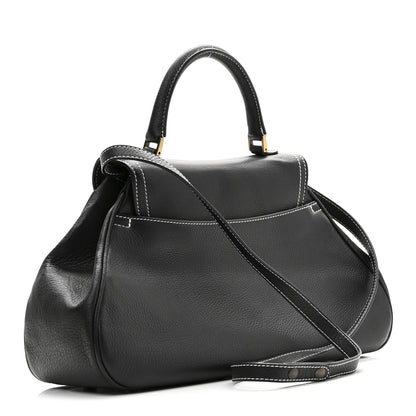 Christian Dior Calfskin Saddle Top Handle Satchel Black 3 of 10