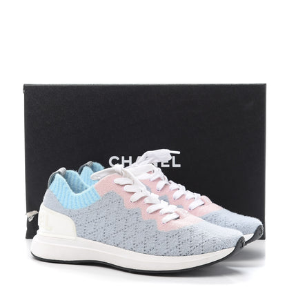 Chanel Mixed Fabrics Knit Sneakers 39.5 Grey Pink Blue 9 of 9