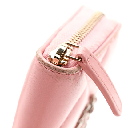 Chanel Lambskin Quilted Chanel 19 Zip Around Coin Purse Wallet Light Pink 11 of 12