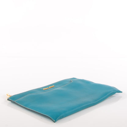 Miu Miu Grained Calfskin Clutch Turchese 4 of 6