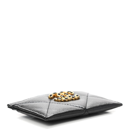 Chanel Shiny Goatskin Quilted Chanel 19 Card Holder Black 5 of 8
