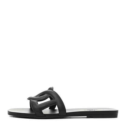 Hermes Rubber Aloha Sandals 36 Black 1 of 8