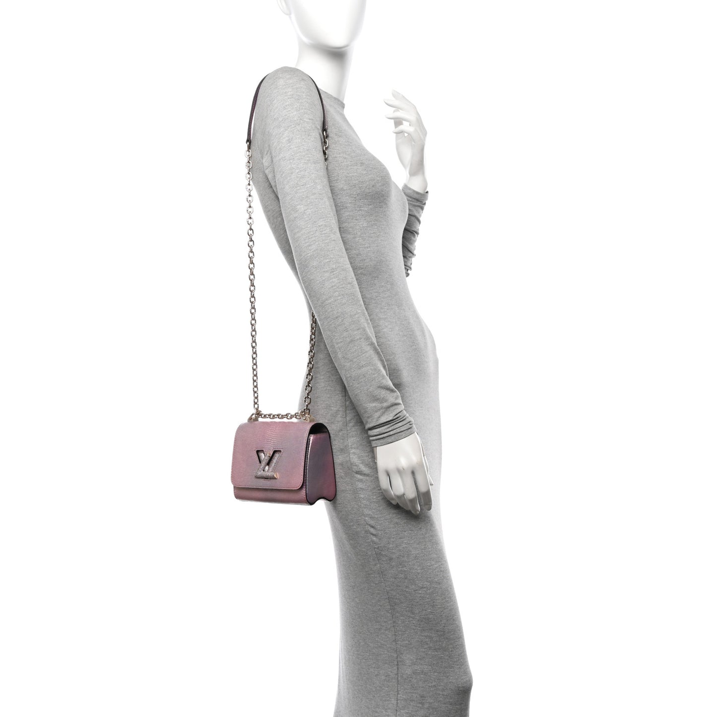 Iridescent Lizard Mini Swarovski Twist Shoulder Bag Pink