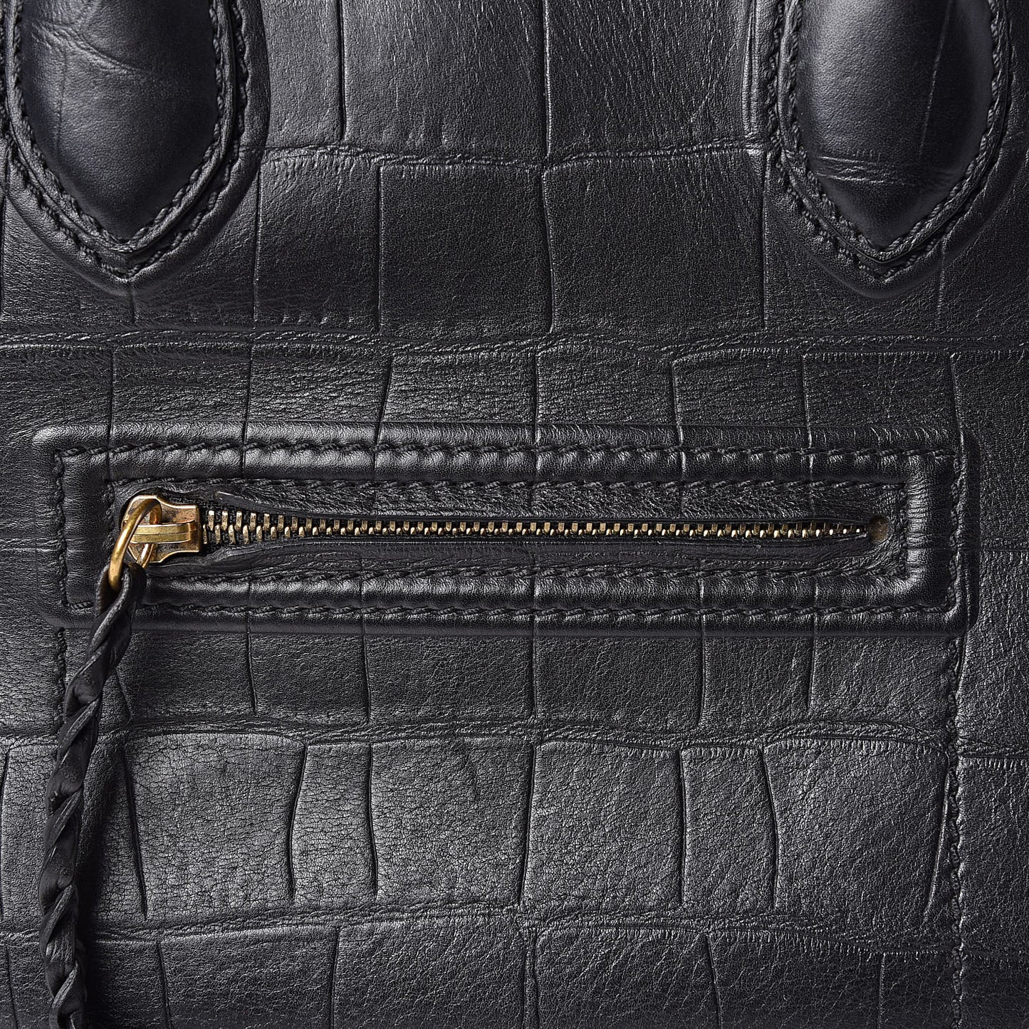 Crocodile Embossed Calfskin Medium Phantom Luggage Black