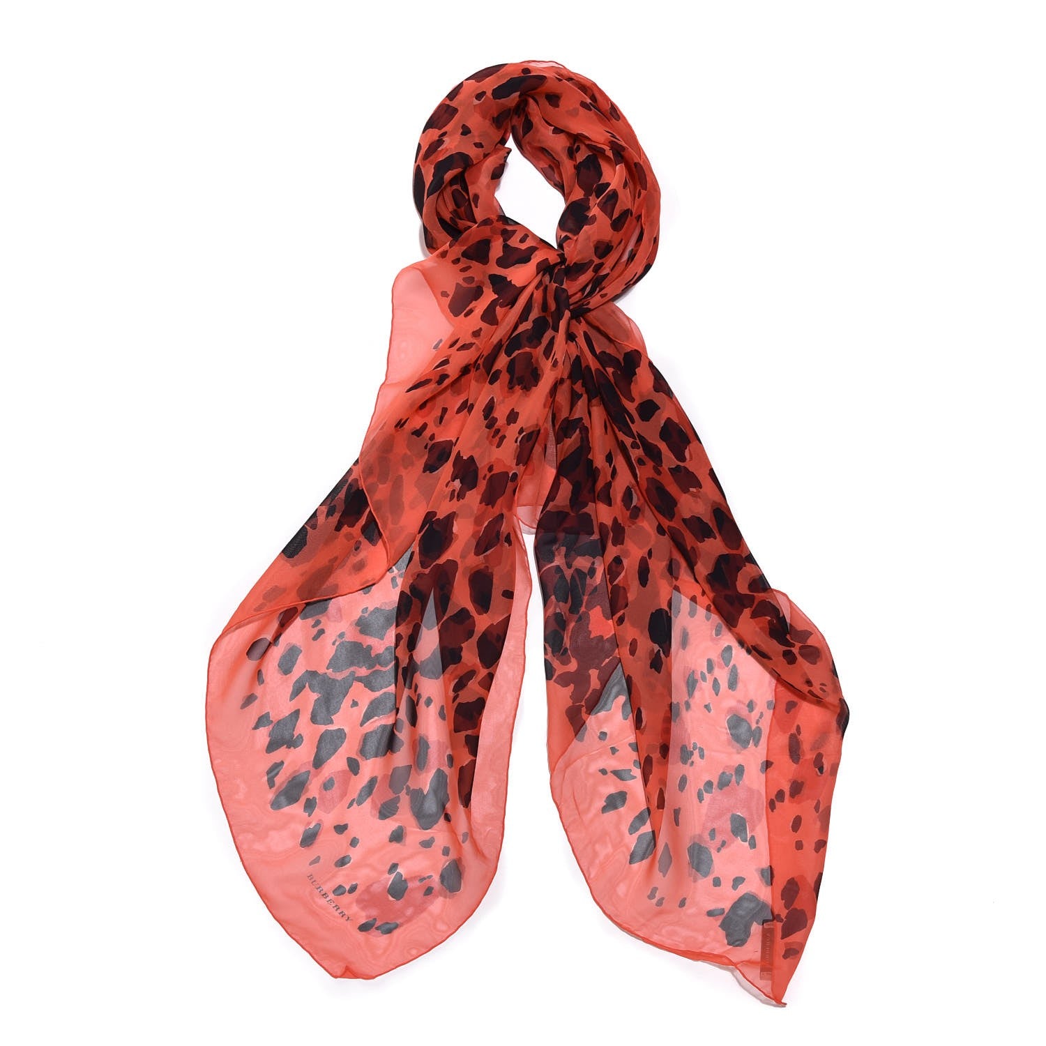 Burberry Silk Animal Print Scarf Bright Peony 1 of 6